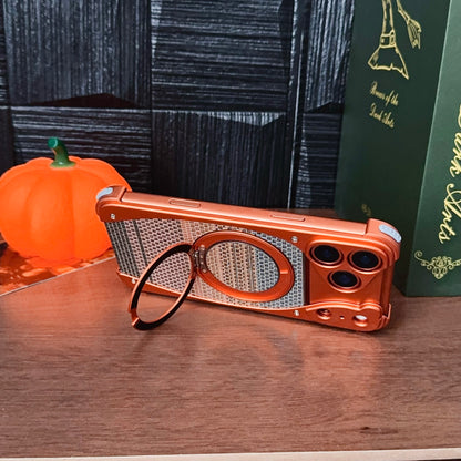 Armor King Stoat Bezel-less MagSafe Pivot Ring Stand Golden Silk Silver Brocade Metal Case Cover