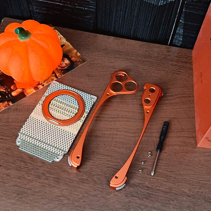 Armor King Stoat Bezel-less MagSafe Pivot Ring Stand Golden Silk Silver Brocade Metal Case Cover