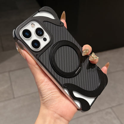 Armor King Dolphin Bezel-less MagSafe Pivot Ring Stand Aramid Fiber Metal Case Cover