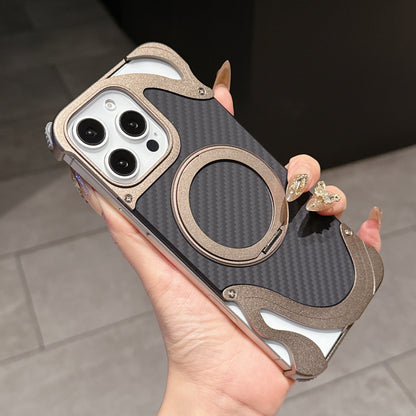 Armor King Dolphin Bezel-less MagSafe Pivot Ring Stand Aramid Fiber Metal Case Cover