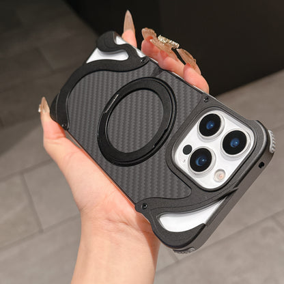 Armor King Dolphin Bezel-less MagSafe Pivot Ring Stand Aramid Fiber Metal Case Cover