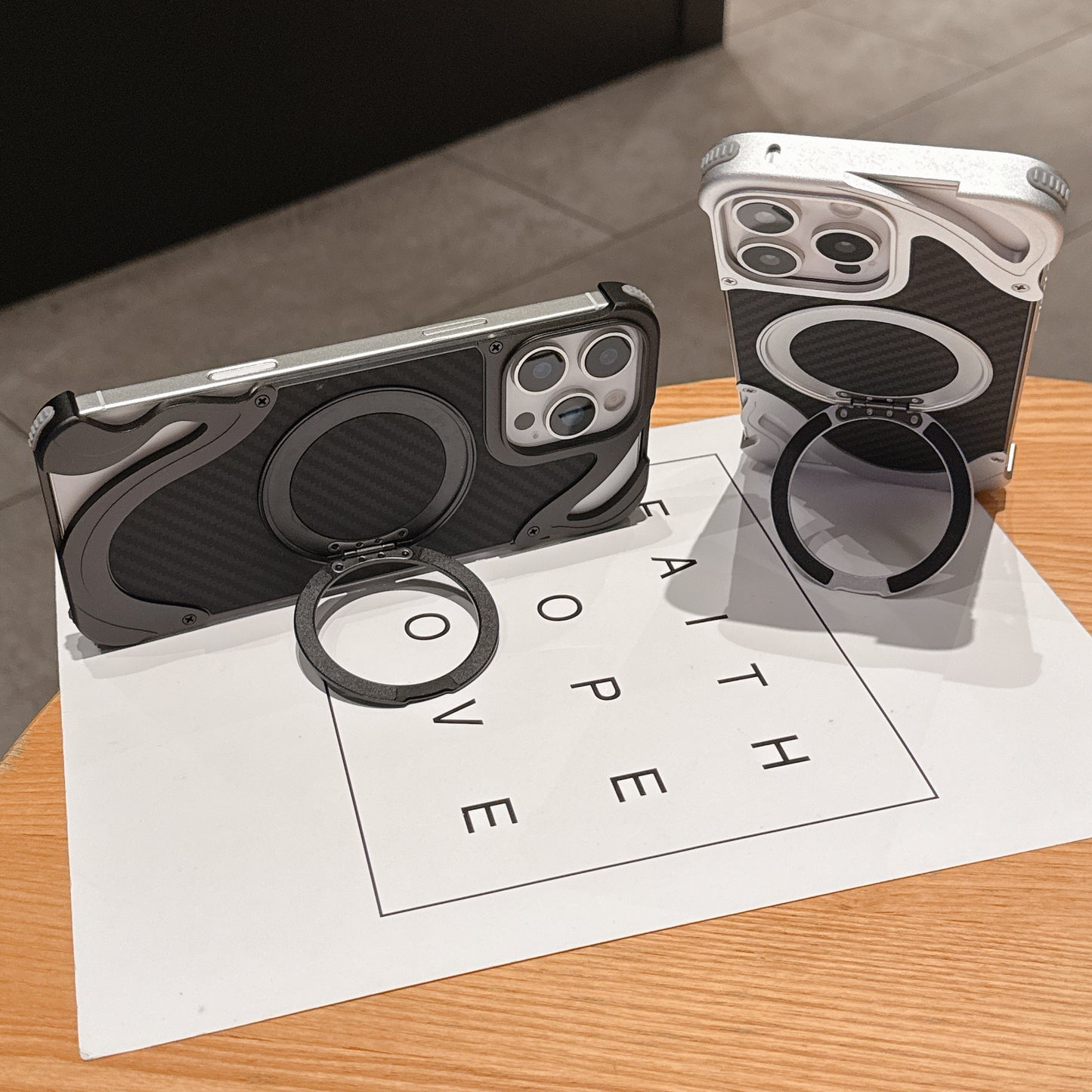 Armor King Dolphin Bezel-less MagSafe Pivot Ring Stand Aramid Fiber Metal Case Cover