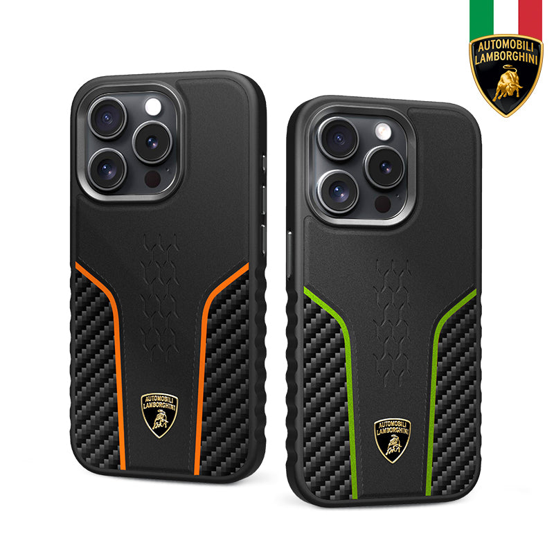 Lamborghini MagSafe Genuine Leather Carbon Fiber Phone Case Lamborghini MagSafe Genuine Leather Carbon Fiber Phone Case