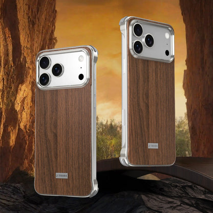 Armor King MagSafe Walnut Wood Back Bezel-less Metal Case Cover