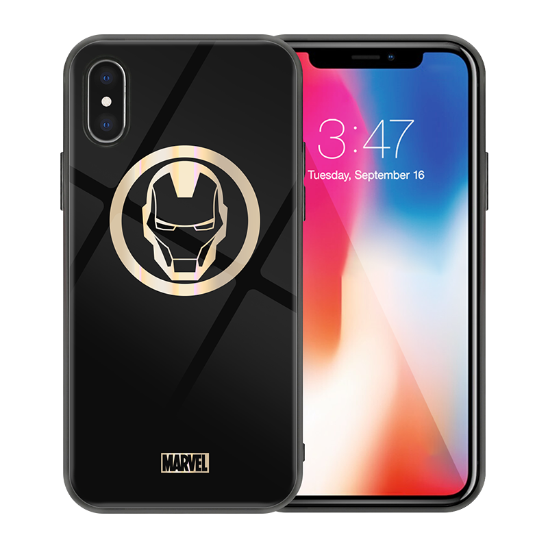 X-Doria Marvel Avengers Dazzle Gold Tempered Glass Back Case Cover