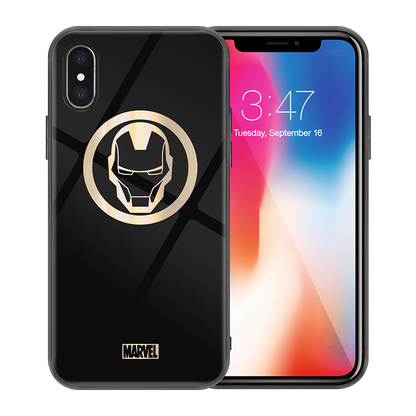 X-Doria Marvel Avengers Dazzle Gold Tempered Glass Back Case Cover