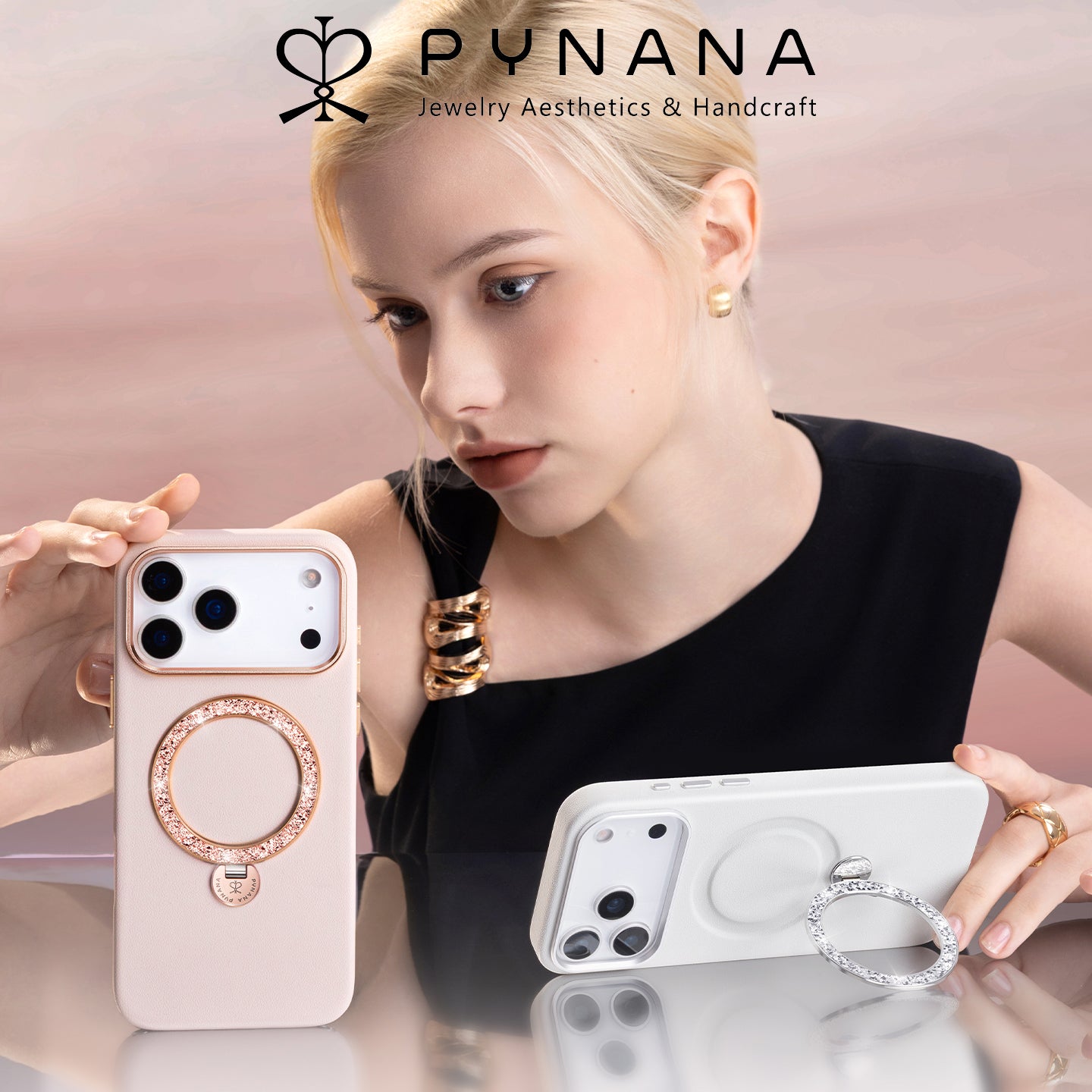 PYNANA Dancing Circle Jewelry Aesthetics & Handcraft MagSafe Ring Holder Protective Case Cover
