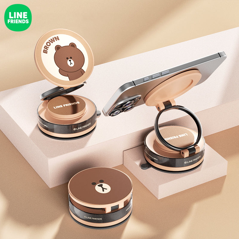 Line Friends Vacuum Suction Magnetic Folding Mount Phone Holder Navigation Bracket