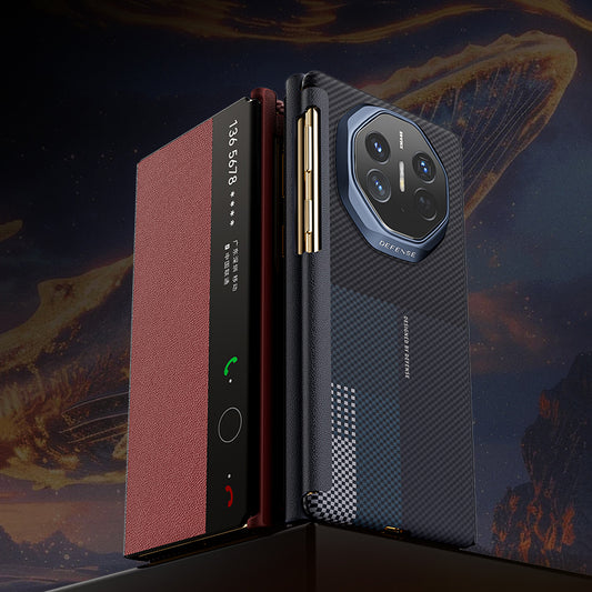 X-Doria Defense Ultra-Thin Luxury Clear View Window Genuine Leather Magnetic Flip Cover Case