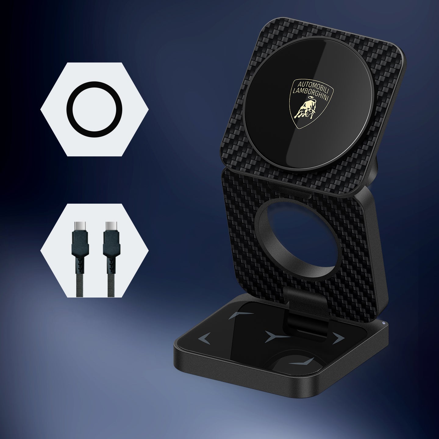 Lamborghini 3-in 1 Foldable Magnetic Wireless Charger -TE D1