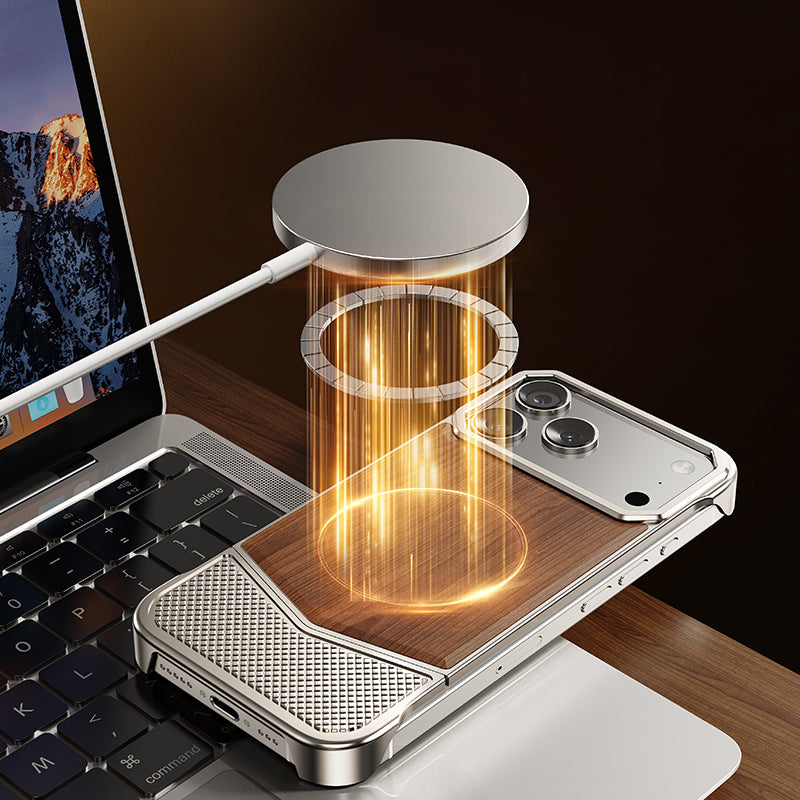 Oatsbasf MagSafe Metal+Wood Extraordinary Sliding Case Cover