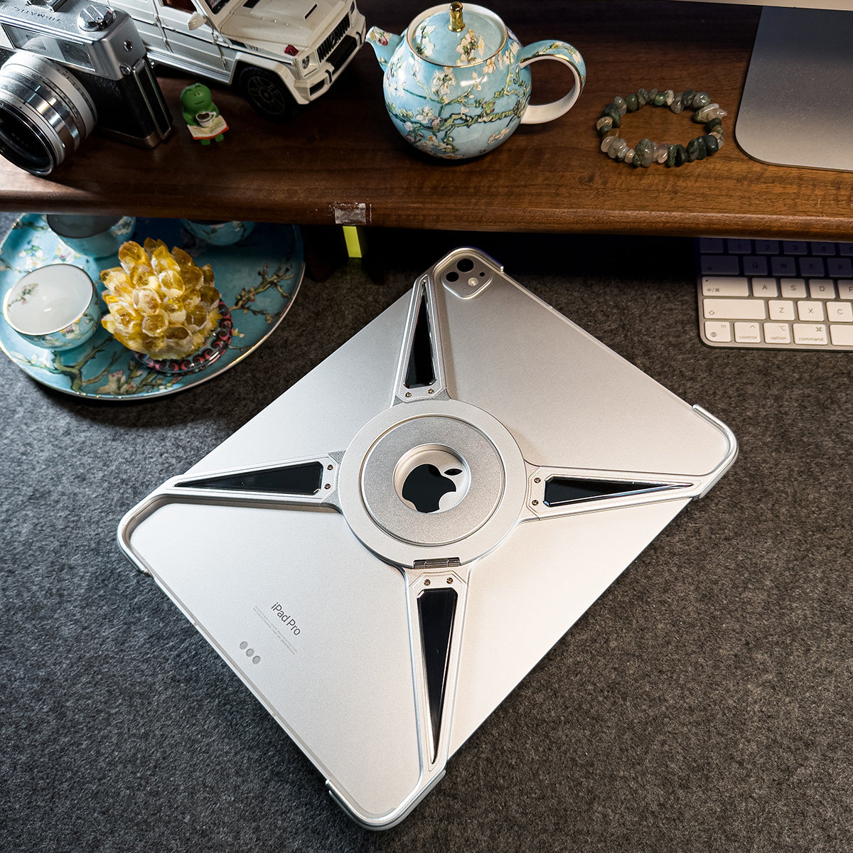 Amor King X 360° Magsafe Pivot Ring Stand True Air Shockproof Metal Alloy Case for Apple iPad