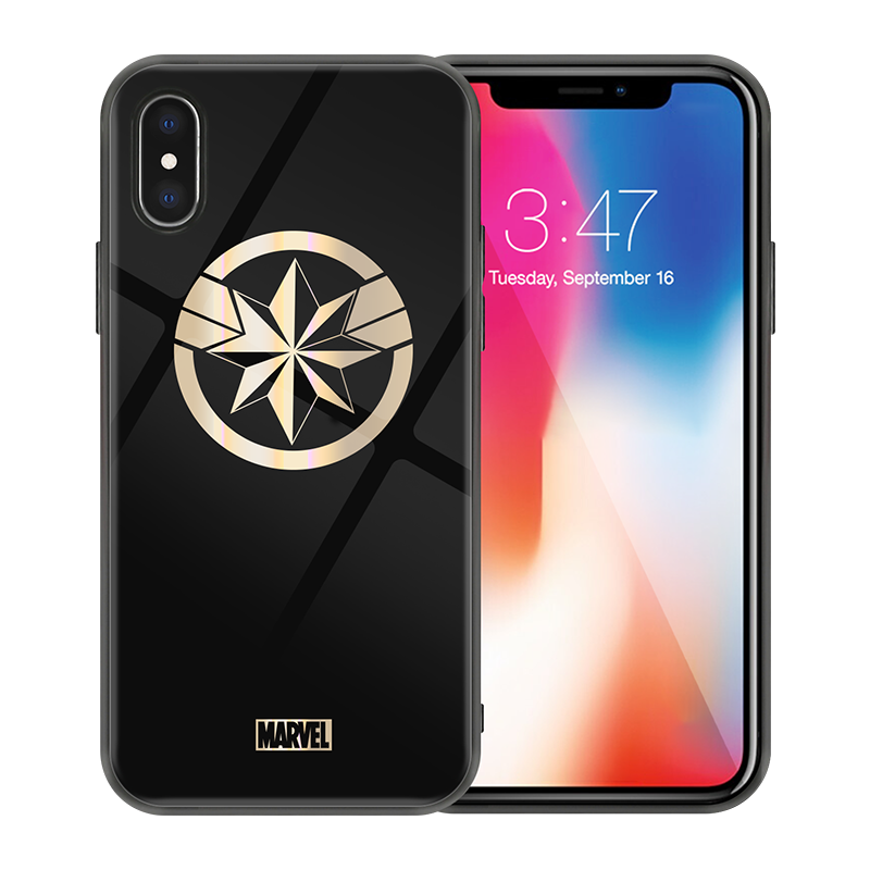 X-Doria Marvel Avengers Dazzle Gold Tempered Glass Back Case Cover