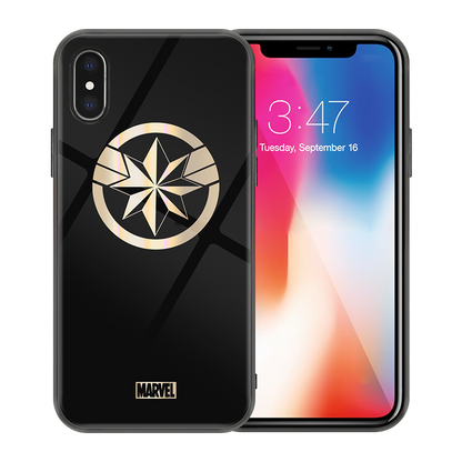 X-Doria Marvel Avengers Dazzle Gold Tempered Glass Back Case Cover