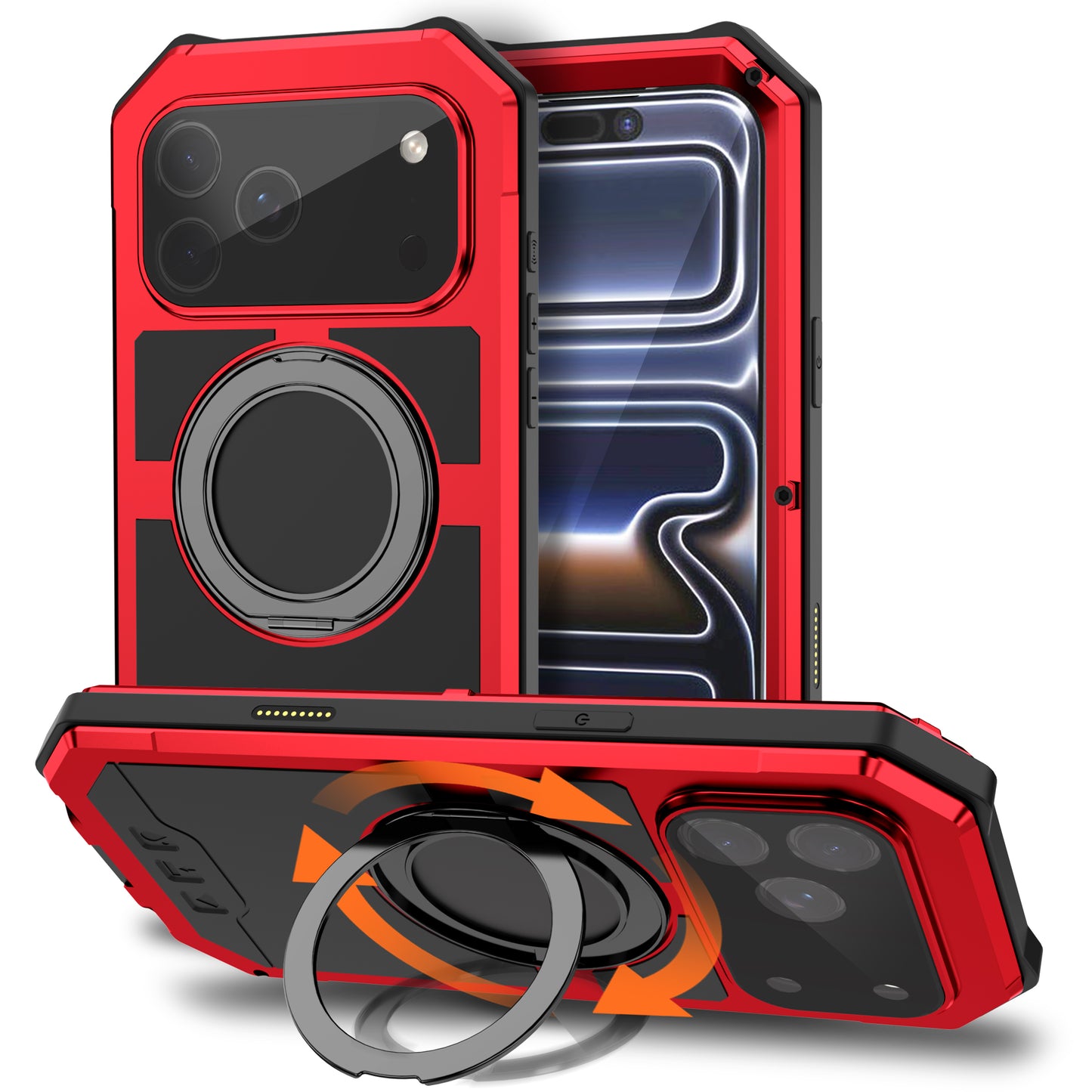 Armor King Warrior MagSafe Kickstand Waterproof Aluminum Metal Outdoor Military Heavy Duty Case Cover