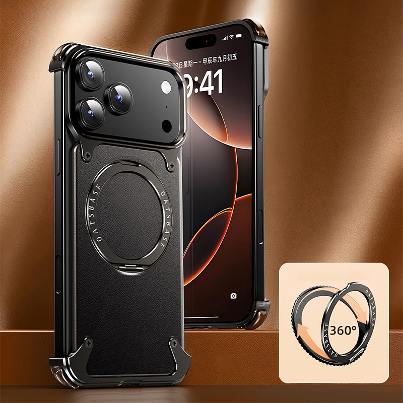 Oatsbasf MagSafe 360° Rotatable Magnetic Ring Stand Air Cushion Metal Case Cover