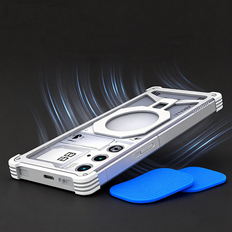 iy Bicolor Iron Palm MagSafe Aluminum Alloy Kickstand Shockproof Metal Case Cover