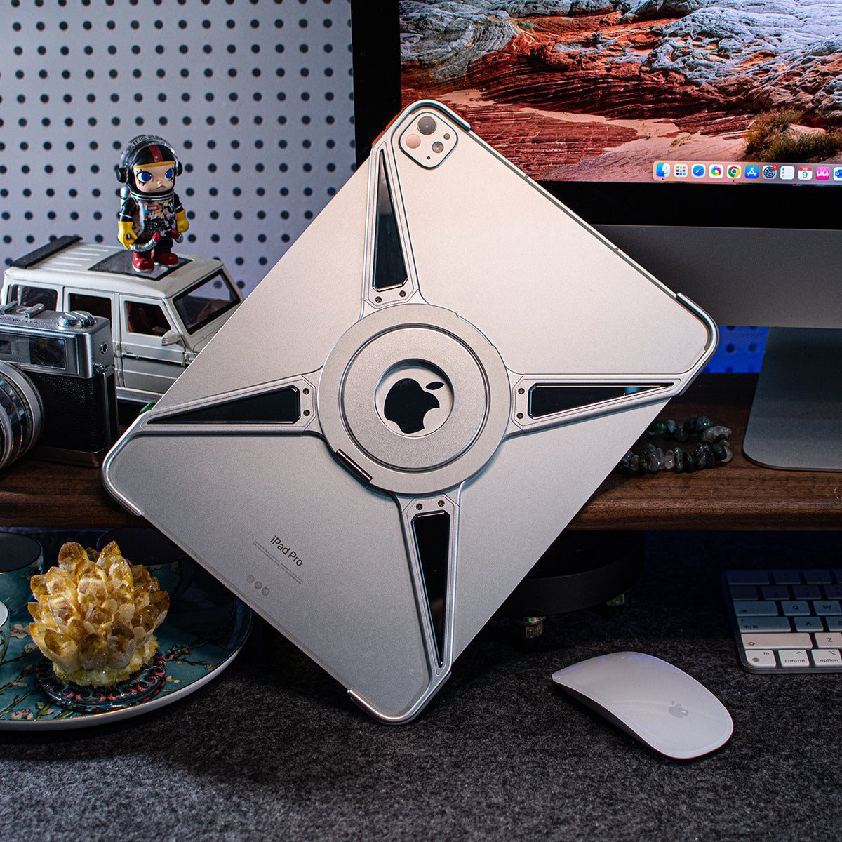 Amor King X 360° Magsafe Pivot Ring Stand True Air Shockproof Metal Alloy Case for Apple iPad