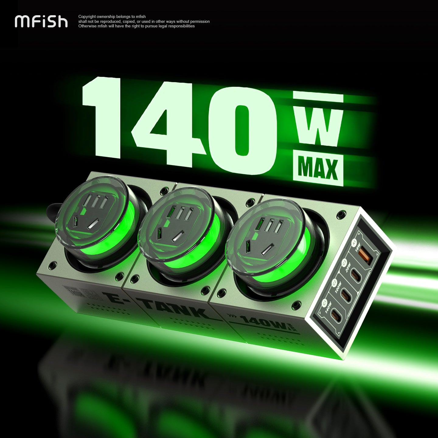 Mfish E-Tank Power Station 140W GaN PD Desktop Charger