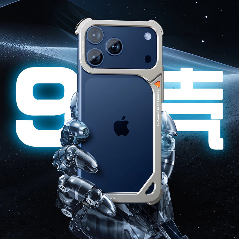 Oatsbasf 9 Shell Invisible Kickstand Air Cushion Shockproof Aluminum Metal Bumper Case Cover