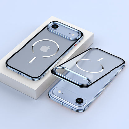 Armor King MagSafe Elastic Buckle Heat Dissipation Metal Bumper Frosted Acrylic Back Case Cover