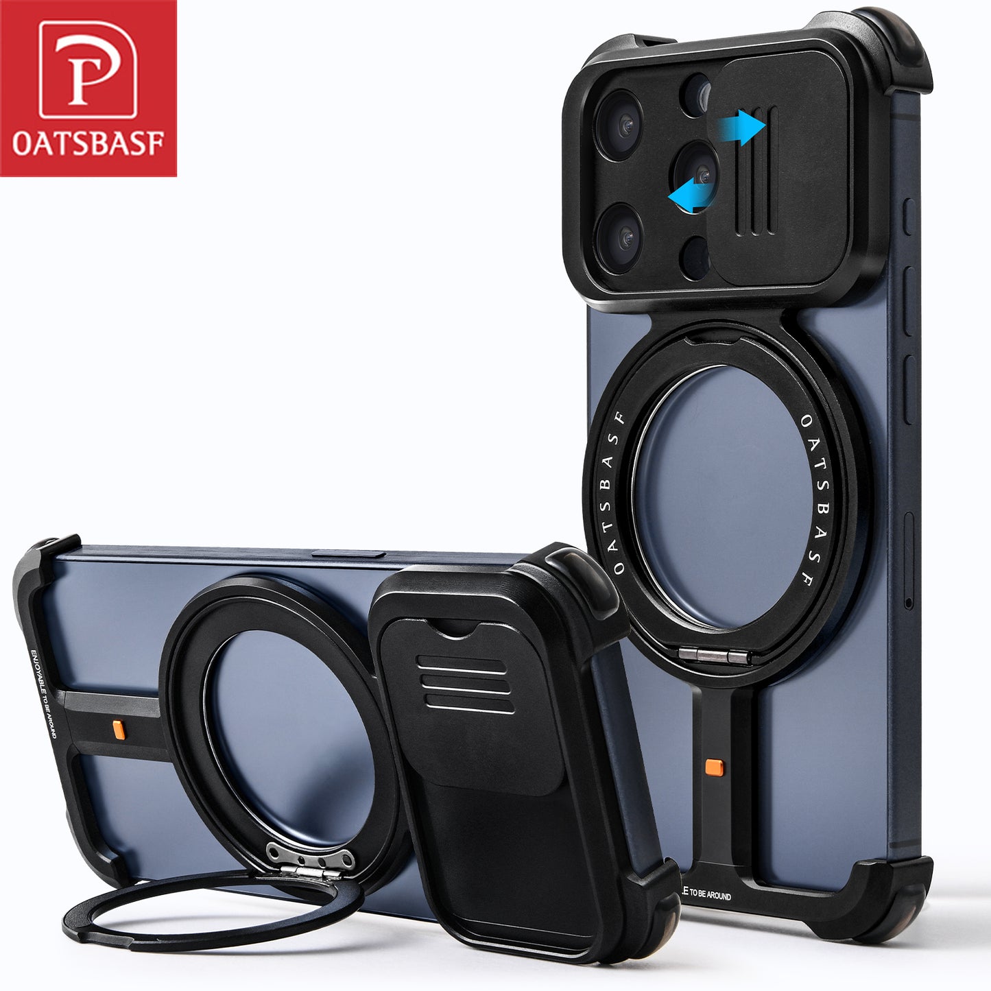 Oatsbasf Hidden π MagSafe Pivot Ring Stand Air Cushion Metal Case Cover