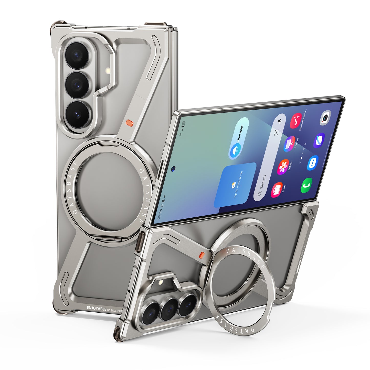 Oatsbasf Z MagSafe Pivot Ring Stand Air Cushion Metal Case Cover