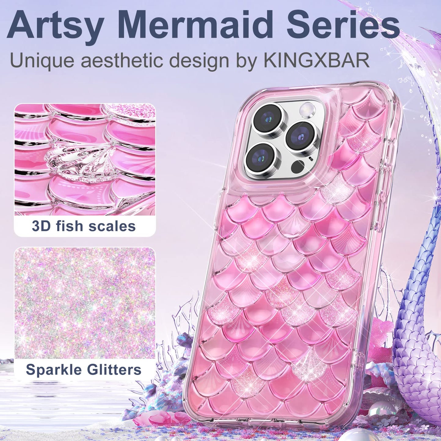 KINGXBAR Mermaid 3D Shockproof Back Cover Case
