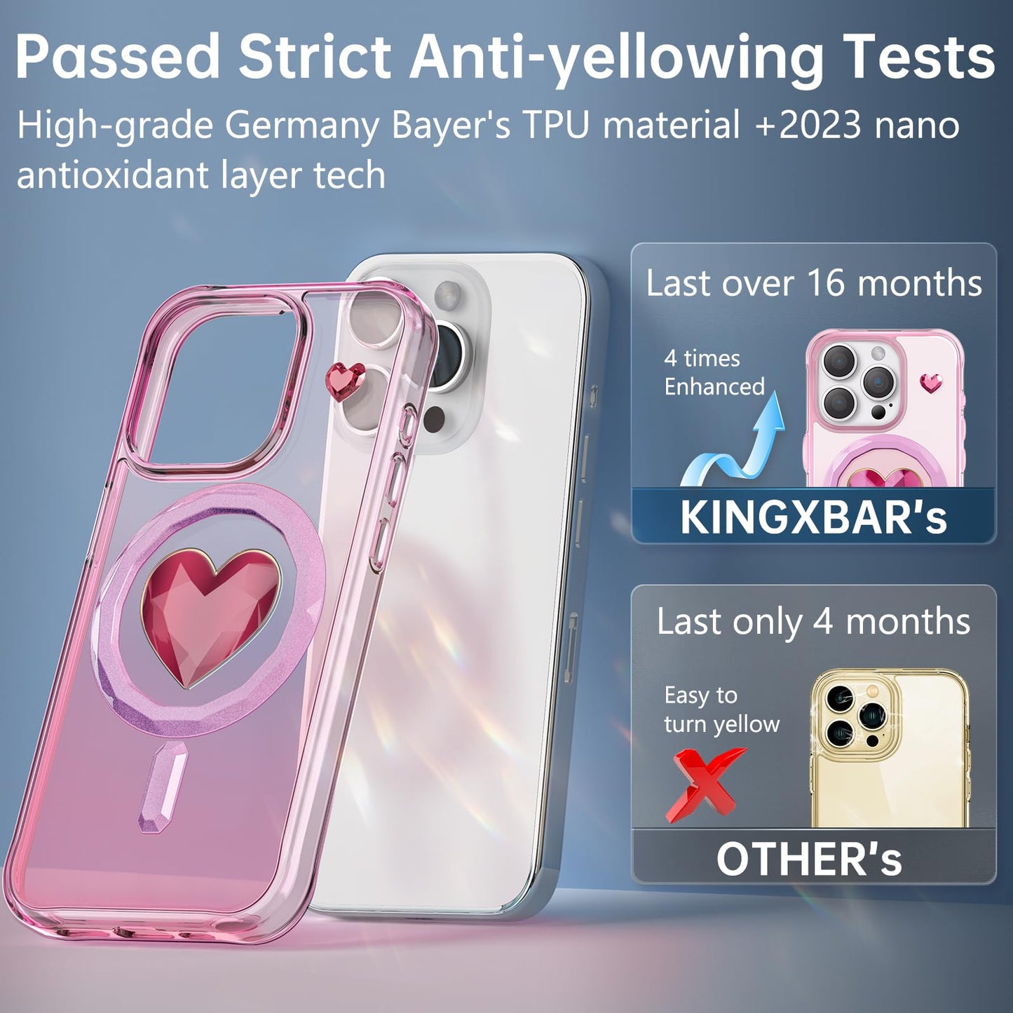 KINGXBAR Eternity Crystal Heart Magnetic MagSafe Shockproof Case Cover