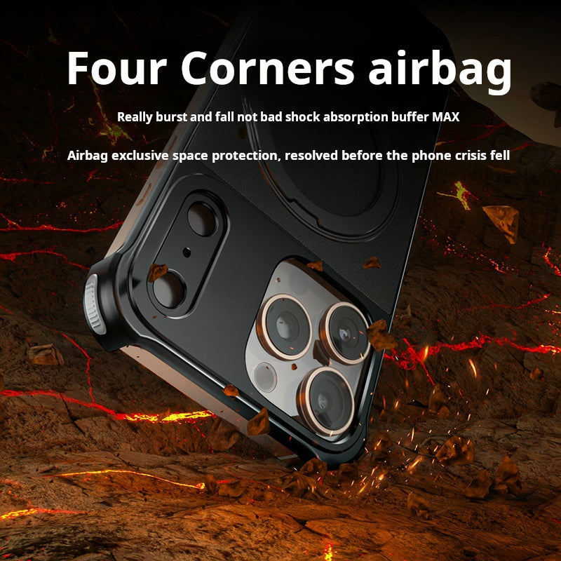 Armor King Bezel-less Leatherette Back Air Cushion MagSafe Metal Case Cover