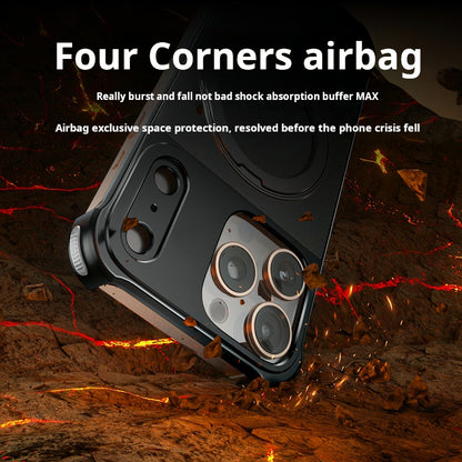 Armor King Bezel-less Leatherette Back Air Cushion MagSafe Metal Case Cover