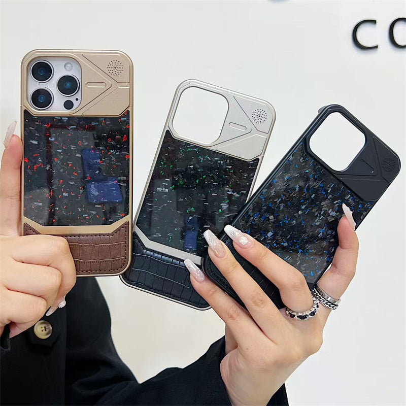 Armor King MagSafe Forged Carbon Fiber + Leather + Aluminum Heat Dissipation Aromatherapy Protective Cover Case