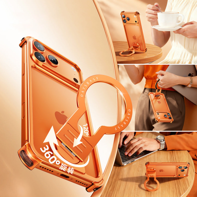 Oatsbasf JianLi MagSafe Kickstand Air Cushion Minimalist Frameless Metal Case Cover