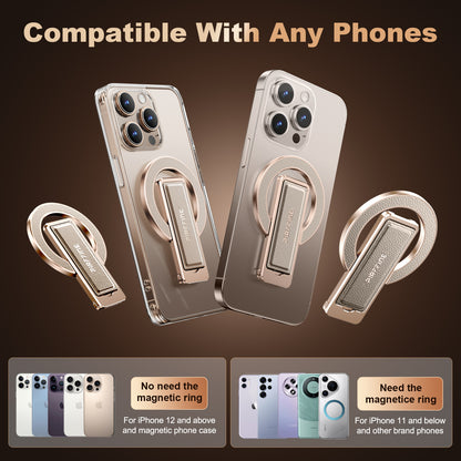 Oatsbasf Leather + Metal MagSafe Phone Strap Grip Ring Stand