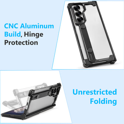 Oatsbasf Hidden Stand & Secure Grip Military-Grade Shockproof Frameless Metal Case Cover