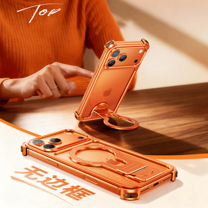 Oatsbasf JianLi MagSafe Kickstand Air Cushion Minimalist Frameless Metal Case Cover