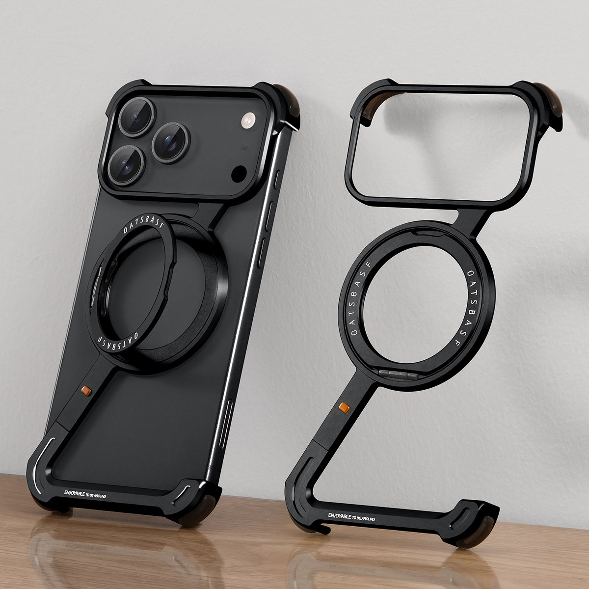 Oatsbasf Z MagSafe Pivot Ring Stand Air Cushion Metal Case Cover