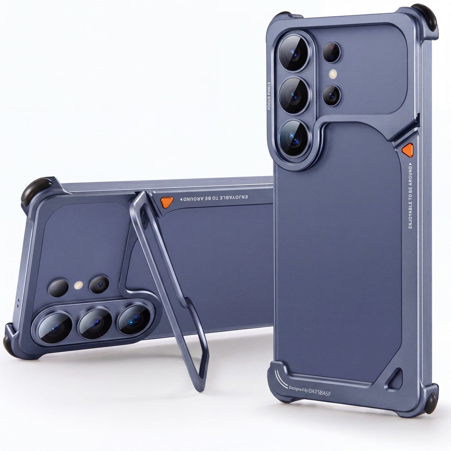 Oatsbasf 9 Shell Invisible Kickstand Air Cushion Shockproof Aluminum Metal Bumper Case Cover