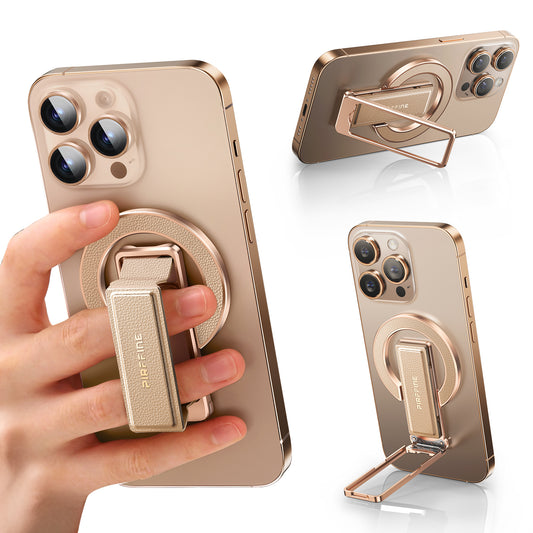 Oatsbasf Leather + Metal MagSafe Phone Strap Grip Ring Stand