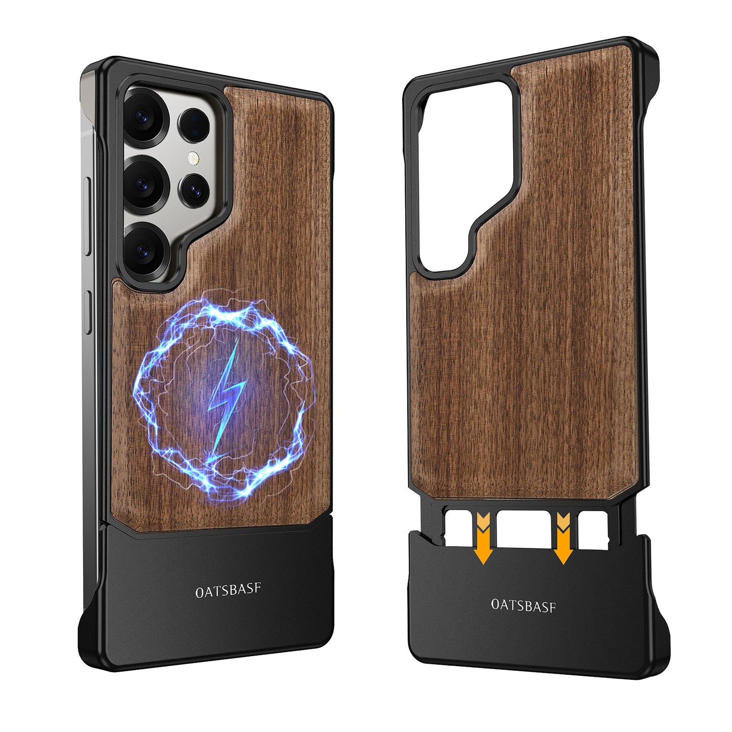 Oatsbasf MagSafe Metal+Wood Extraordinary Sliding Case Cover