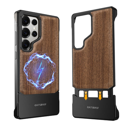 Oatsbasf MagSafe Metal+Wood Extraordinary Sliding Case Cover