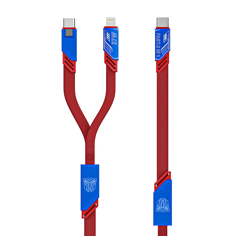 Transformers 2-in-1 65W Type-C + 27W Apple Lightning PD Fast Charging Cable