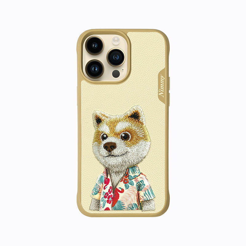 3D Embroidered Cute Wolf Tiger eagle lionr Leather Phone Case For iPhone 15  Pro Max Case Protective Cover For iPhone 15 Pro Case