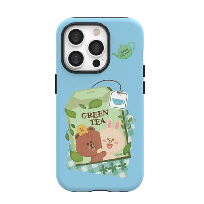 Line Friends Happy Tea Time Dual Layer TPU+PC Shockproof Guard Up Combo Case Cover