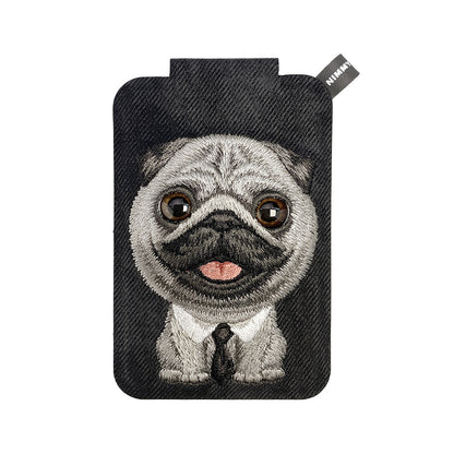 Nimmy Big Eyes Cute Pets 3D Embroidery Magnetic Card Holder Stand