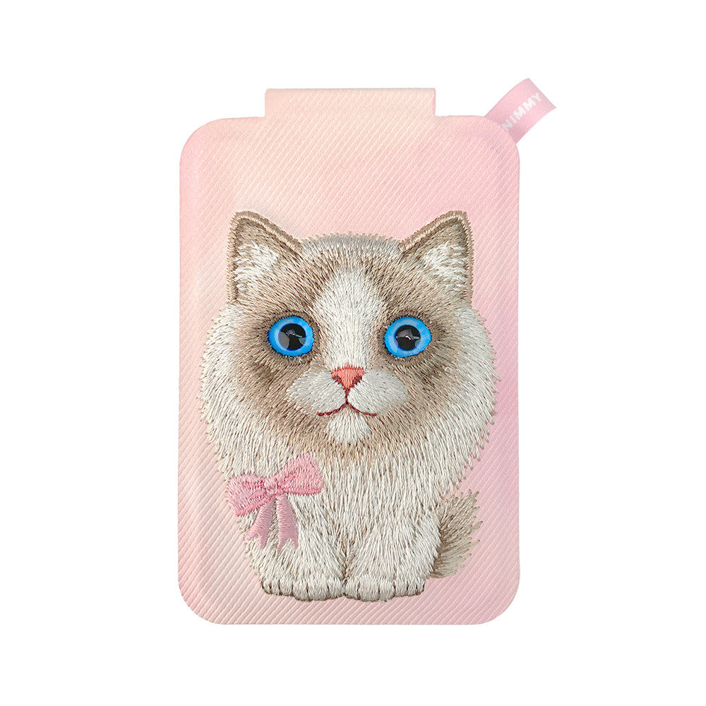 Nimmy Big Eyes Cute Pets 3D Embroidery Magnetic Card Holder Stand