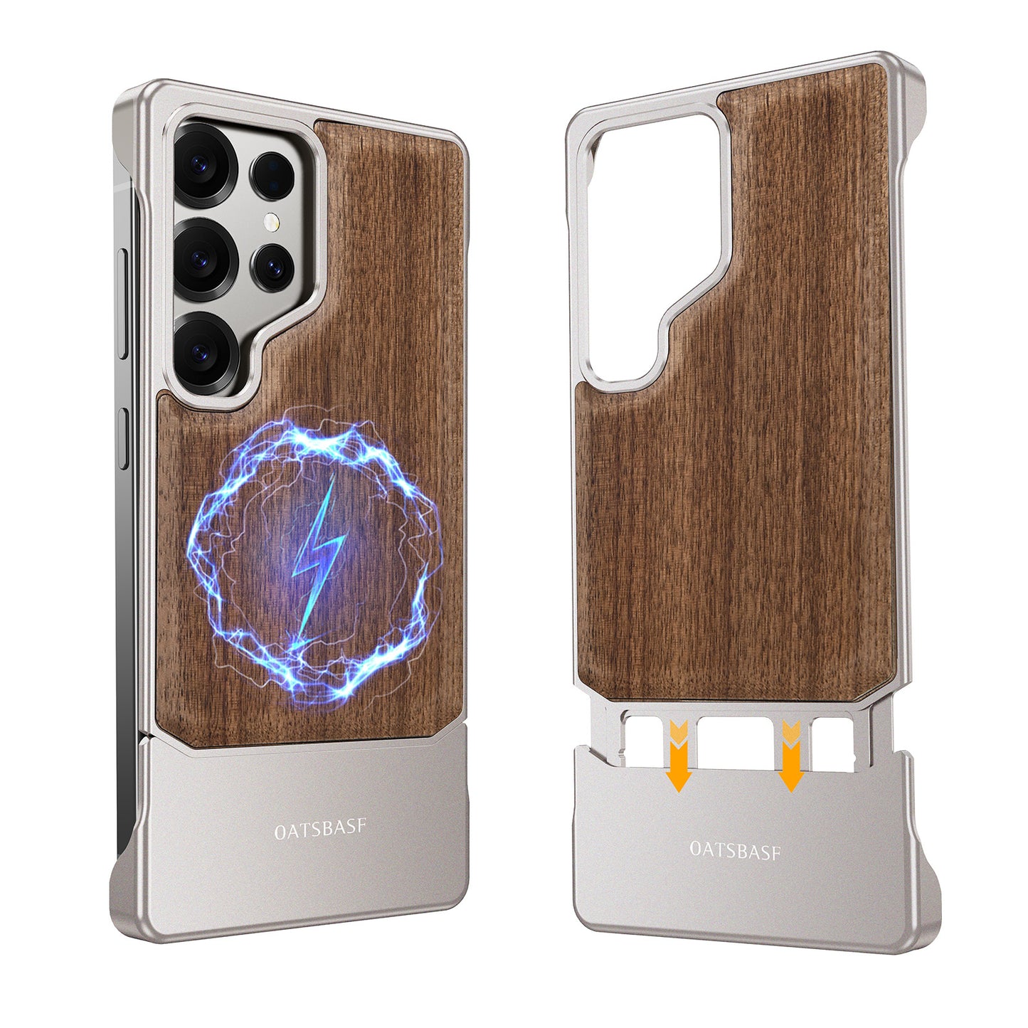 Oatsbasf MagSafe Metal+Wood Extraordinary Sliding Case Cover