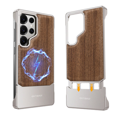 Oatsbasf MagSafe Metal+Wood Extraordinary Sliding Case Cover