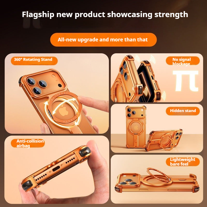 Oatsbasf New π MagSafe Pivot Ring Stand Air Cushion Minimalist Frameless Metal Case Cover