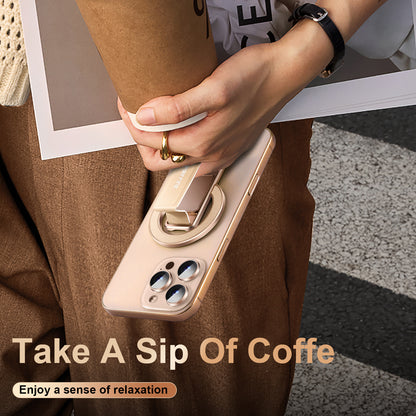 Oatsbasf Leather + Metal MagSafe Phone Strap Grip Ring Stand